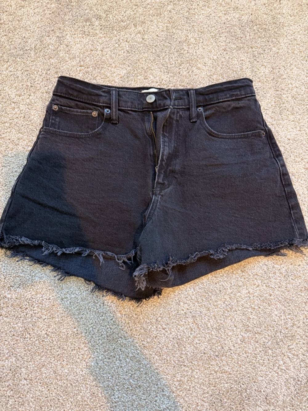 Abercrombie & Fitch Black Frayed High-Rise Denim Cutoffs